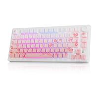 DAREU EK75PRO Sakura Pink Wireless Mechanical Keyboard,75% Hot Swap Creamy Gaming Keyboard with Knob,RGB Backlit,Gasket Custom Structure,Side Printed PBT Keycaps,2.4Ghz/BT5.1/USB-C, for Win/MAC