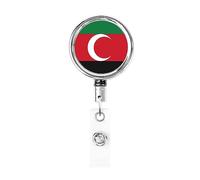 Darfur Peoples Flag Heavy Duty Metal Badge Holder Reel, Retractable Badge Holder with Belt Clip for Key Name Card Holder Employee Teacher 1
