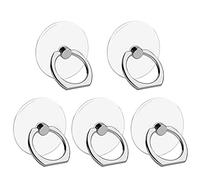 Darglino Mobile Phone Ring Holder Stand 5 Pack, Transparent Finger Kickstand 360° Degree Rotation Clear Phone Ring Grip Compatible iPhone Smartphone and Phone Case(Round)