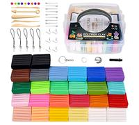 Darhey Polymer Clay Set of 26 Colors Multicolour Nontoxic Soft Modelling Clay for Kids with 5pcs Clay Sculpting Tools, 33 Accessories, User Manual and Storage Box - Premium DIY Gift