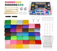 DARHEY Polymer Clay Set of 40 Multicolour Nontoxic Oven Bake Soft Modelling Clay for Kids | with Tools, Accessories, User Manual and Storage Box - Premium DIY Gift