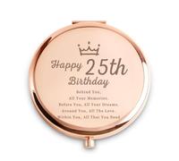 Daricano 25th Birthday Gifts for Women, Female Presents for 25 Year Old, Personalised Engraved Compact Mirror Gift for Her Daughter Niece Granddaughter Sister Girlfriend Friend
