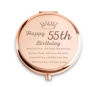 Daricano 55th Birthday Gifts for Women, Female Presents for 55 Year Old, Personalised Engraved Compact Mirror Gift for Her Ladies Grandma Mum Nana Aunt Wife Sister Friends