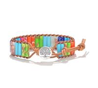 Daricano Chakra Bracelets for Women, Handmade Stone Bracelets with Leather Wrap, Friendship Bracelets Boho Bracelets Hippie Bracelets, Anxiety Healing Bracelets, Jewelry Gifts for Her Friends, Button