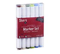Darice 30038421 Studio 71 Alcohol-Based Marker Set, Earth Tones, 6 piece, Ink