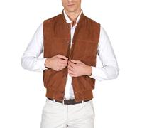 D'Arienzo Mens Suede Leather Bomber Tan Color Gilet Vest Genuine Leather Jeff 52/L/Tan
