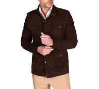 D'Arienzo Mens Suede Leather Jacket Dark Brown Saharian-Style Genuine Leather Handmade Axel 50/M/Dark Brown