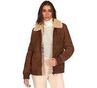 D'Arienzo Women Tan Sheepskin Bomber Jacket Real Leather Shearling Jacket Vera S/Tan
