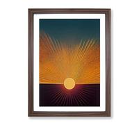 Daring Abstract Sunset Framed Print | A2 Walnut Framed Wall Art | Ready to Hang | Abstract Landscape Picture | Living Room Bedroom Lounge Office