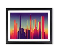 Daring City Skyline Architecture Abstract H1022 Framed Print for Living Room Bedroom Home Office Décor, Wall Art Picture Ready to Hang, Black A2 Frame (64 x 46 cm)