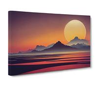 Daring Mountain Sunset Canvas Print | Gallery Wrapped 30mm Frame Wall Art | 30x20 inches | Ready to Hang | Contemporary Landscape Picture | Living Room Bedroom Lounge Office
