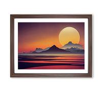 Daring Mountain Sunset Framed Print | A4 Walnut Framed Wall Art | Ready to Hang | Modern Landscape Picture | Living Room Bedroom Lounge Office