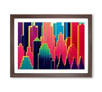 Daring Skyscraper Skyline Abstract Framed Print | A3 Walnut Framed Wall Art | Ready to Hang | Abstract Cityscape Picture | Living Room Bedroom Lounge Office