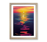 Daring Sunset Framed Print | A4 Oak Framed Wall Art | Ready to Hang | Modern Landscape Picture | Living Room Bedroom Lounge Office