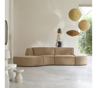 Dario - Four-seater modular bench seating in camel-coloured fabric Brown