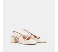 Dario Leather Slingback Heels Ecru
