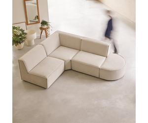 Dario - Modular 4-5-seater corner sofa in beige fabric Beige