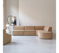 Dario - Modular corner sofa in camel fabric, 5-6 seater Brown