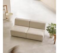 Dario - Modular straight sofa in beige fabric, 2-seater Beige