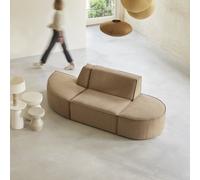 Dario - Two-seater modular bench seating in camel-coloured fabric Brown