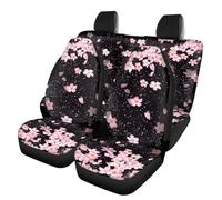 Darisoco Cherry Blossom Vehicle Seat Covers Set Front Back Seat Cover Set of 4 Travel Accessories for Car Decors Universal Fit SUV/Truck/Van
