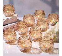DARJEN Gold Votive Candle Holders Set of 24- Round Glass Candle Holders Bulk for Table Centerpiece, Tea Lights Candle Holders for Wedding Shower, Party, Home Decor
