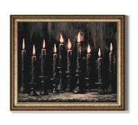 Dark Academia Aesthetics Canvas Prints Vintage Halloween Wall Art Victorian Gothic Painting Burning Black Candles Picture Unframed 8"x10" Poster for Living Room Bedroom Wall Decor Halloween Decoration