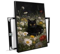 Dark Academia Cat Print Cottagecore Wall Art Macabre Halloween Decor Wildflower Canvas Wall Art Rustic Vintage Canvas Painting Indoor Decor for Home Living Room Bedroom Farmhouse Framed Ready to Hang