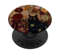 Dark Academia Celestial Black Cat Eyes Rose Wax Seal Collage PopSockets Adhesive PopGrip