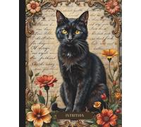 Dark Academia Composition Notebook: Black Cat Vintage Illustration | College Ruled Aesthetic Journal for Students & Writers | 7.5 x 9.25 in, 110 Pages