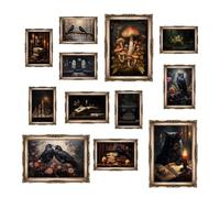 Dark Academia Decor,Victorian Gothic Wall Decor for Bedroom,Dark Academia Wall Art Goth Posters,Dark Raven Art Prints Canvas,Moody Wall Art Decor Aesthetic Pictures Vintage Halloween Decor Wall