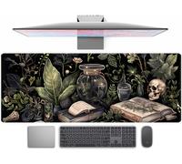 Dark Academia Desk Mat Mouse Pad XL Extended Large Gaming Desk Pad Mousepad, Mystical Green Plant Computer Laptop Keyboard and Mouse Mat, Desktop Protector Mat for Women Girl Office 31.5x11.8 in