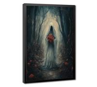 Dark Academia Ghost Holding Roses, Vintage Poster Canvas Poster Bedroom Decor Landscape Office Room Decor Gift 8" L X 12" W
