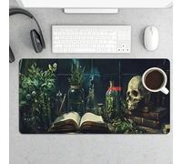 Dark Academia Goth Skull Large Gaming Mouse Pad 12x24 Inch Extended Desk Mat, Non-Slip Rubber Base Keyboard & Mouse Pad, Waterproof Computer Desk Pad for Office Home Gamer Desk Accessories