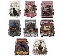 Dark Academia Gothic Magnetic Bookmarks Set of 8 - Spooky Raven, Cat & Rose Designs with Sarcastic Quotes, Bookish Gifts for Readers, Booktok Favs