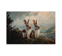 Dark Academia Hare Wall Art Print - Cottagecore Bunny Landscape-1