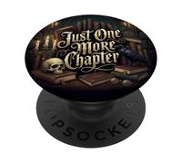 Dark Academia Just One More Chapter Gothic Skull Raven Book PopSockets Adhesive PopGrip