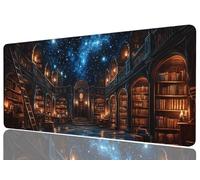 Dark Academia Library Desk Mat Gaming Desk Pad Large Mouse Keyboard Pad Magical Shelve Ancient Books Desktop Mats Computer Keyboard Pad Mouse Mat Laptop Mat Office Home Decor 31.5" x 11.8"