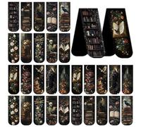 Dark Academia Magnetic Bookmarks: 30 PCS Gothic Witchy Vintage Book Marks, Skull Cat Rose Owl Bookmark for Book Lovers, Readers and Students, Perfect Gifts for Women Men