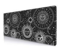 Dark Academia Mouse Mat Desk Pad, Sun Moon Phases Desk Mat, Celestial Magical in Black Extended Mouse Pad, Gaming Computer Laptop Pad, Universe Game Mat, Desktop Extended Mousepad, 31.5 x 11.8 in