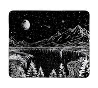 Dark Academia Mouse Pad For Desk, Small Moon Mountain Mouse Pad, Mouse Mat Square Non-Slip Rubber Base Gaming Mousepad For Wireless Mouse Computer Laptop Office, 7.9X9.4 Inch