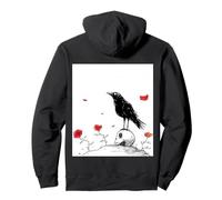 Dark Academia Raven Perched On Skull Pullover Hoodie