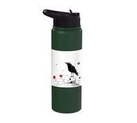 Dark Academia Raven Perched On Skull Stainless Steel Insulated Water Bottle