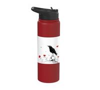 Dark Academia Raven Perched On Skull Stainless Steel Insulated Water Bottle