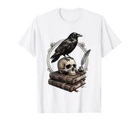 Dark Academia Raven Skull Books T-Shirt