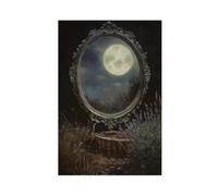 Dark Academy Style Magic Forest Witch Mirror Starry Night Aesthetics Canvas Poster Wall Art Decor Print Picture Paintings for Living Room Bedroom Decoration 16x24inch(40x60cm)