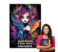 Dark Aesthetic Adult Coloring Book - Single Sided Dragon Fairy Design Page, Gothic Drawing Book | Mind Fulness Art Book for Adults Teenagers, Portable Stress Relief Sketch Pad Hotel School Gift