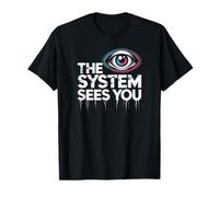 Dark Aesthetic Cyberpunk The System Sees You Print T-Shirt