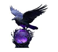 Dark Aesthetic Raven Night Light | USB Rechargeable Violet Glow Gothic Lamp, Resin Crow Figurine on Orb - Spooky Ambient Lighting for Bedside Table, Bookshelf, Home Office | Halloween Decor Gift