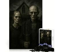 Dark American Gothic Portrait Jigsaw Puzzles 1000 Pieces for Adults Decompress Game Tight Joint Home Enjoyable (38x52cm)